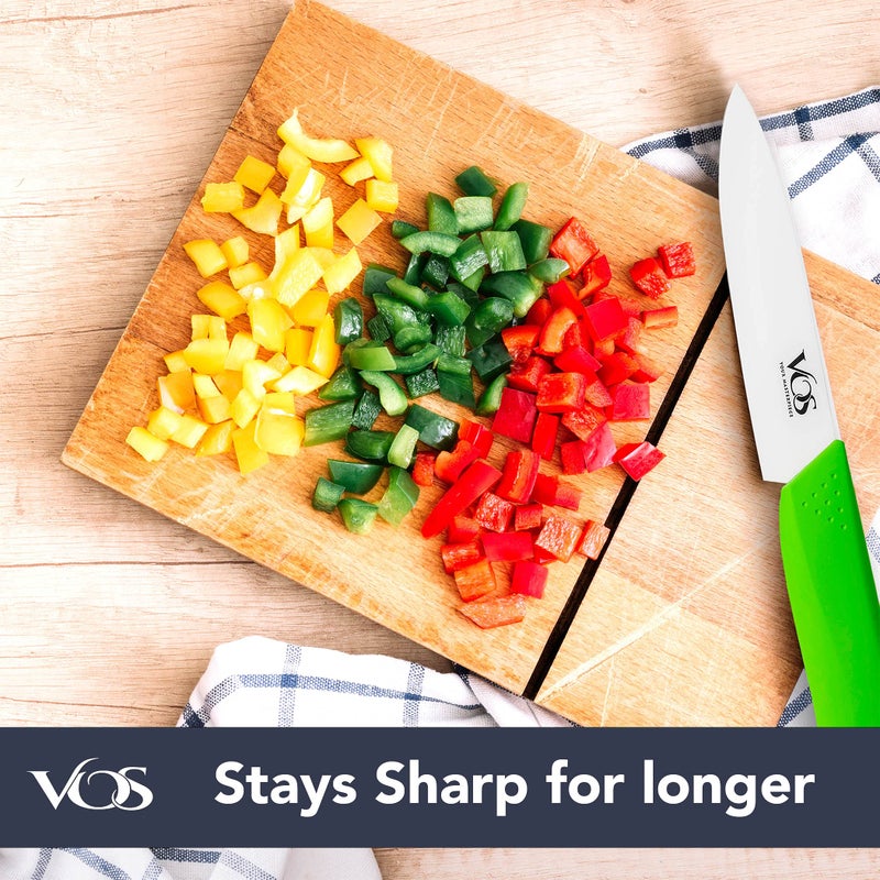 Vos Ceramic Paring Knife - 4 Inch Zirconia Blade With Sheath Cover - Handle Fruit and Vegetables Kitchen Knife (Green) - Image 3
